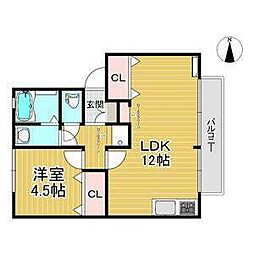 ドルフ武庫 1LDKの間取図画像