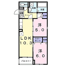 ヒカルサ西宮浜甲子園サウス 2LDKの間取図画像