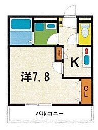 アクシリア尼崎 1Kの間取図画像