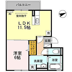 セジュール甲子園春風 1LDKの間取図画像
