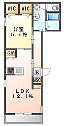 メゾンフォレスト 1LDKの間取図画像