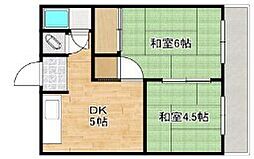 ロイヤルハイツ尼崎 2DKの間取図画像