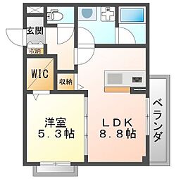 クルーザー 1LDKの間取図画像