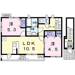 フィオレ・コート1 2LDKの間取図画像