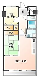 ローヤルシャトー立花 2LDKの間取図画像