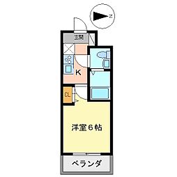 アリビオ立花 1Kの間取図画像