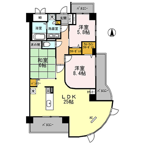 イーグル山手 505｜兵庫県尼崎市上ノ島町３丁目(賃貸マンション3LDK・5階・100.04㎡)の写真 その2