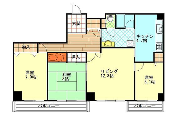十分に採光が取...