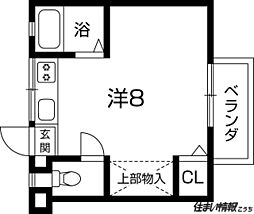 昌世マンションII 1階ワンルームの間取り