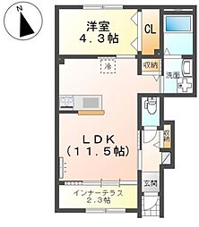 ラ　メゾンあけぼのII 1階1LDKの間取り