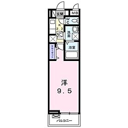 ヌーヴェルソレイユ 1Kの間取図画像
