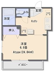 Jドリームスタジオ 1Kの間取図画像