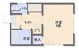 ハイムあまの2 1Kの間取図画像