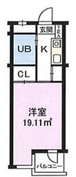 メゾンドアンピィール ワンルームの間取り