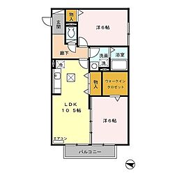 コートクレアール 2LDKの間取図画像