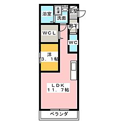 ハーヴェストウエスト 1Kの間取図画像