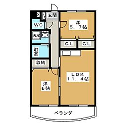 ギフト3 2LDKの間取図画像