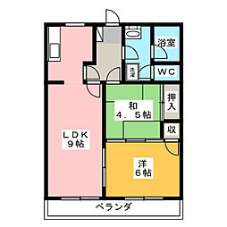 東乃コーポ 2LDKの間取図画像