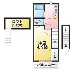 メルディア与野本町 1Kの間取図画像