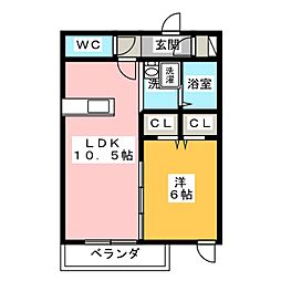 プリマヴェーラ 1LDKの間取図画像