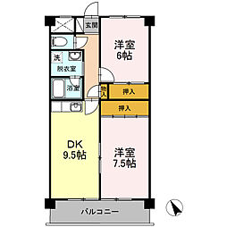 ソレアードミシマ 2DKの間取図画像