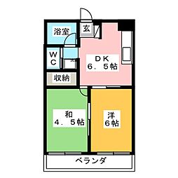 モンシェール大成 2DKの間取図画像
