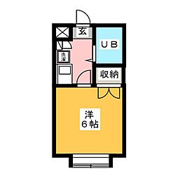 ライジングヤマコ桜木 1Kの間取図画像