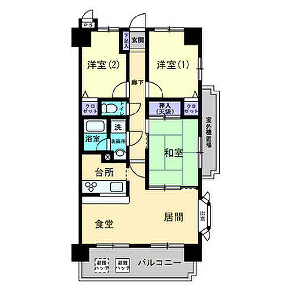 ライオンズガーデン姫原 301｜愛媛県松山市姫原3丁目(賃貸マンション3LDK・3階・68.01㎡)の写真 その2