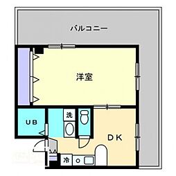 フルネスミウラ 1DKの間取図画像