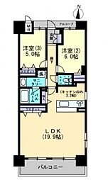 アルファスマート市駅西 2LDKの間取図画像