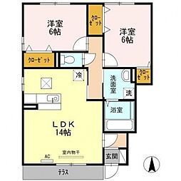 ウェスティ一色A 2LDKの間取図画像