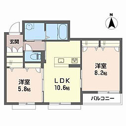 ユキコート椿 2LDKの間取図画像