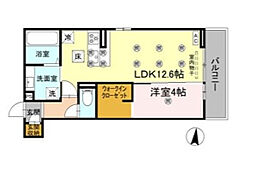 クランツ北井門 1LDKの間取図画像