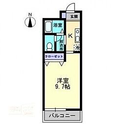 フィネスエンゼル 1Kの間取図画像