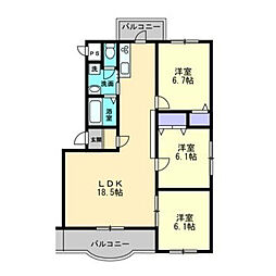 ボヌールレジデンスA 3LDKの間取図画像
