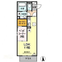 カンパーナ勝山 1LDKの間取図画像