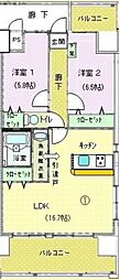永田小坂ビル 2LDKの間取図画像