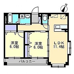 フォブールグランシャリオ 2LDKの間取図画像