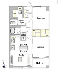 牡丹町住宅 2LDKの間取図画像