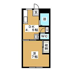 ドエル寺尾 1DKの間取図画像