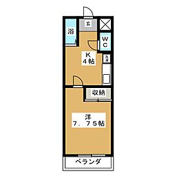 グランドール寺尾 1Kの間取図画像
