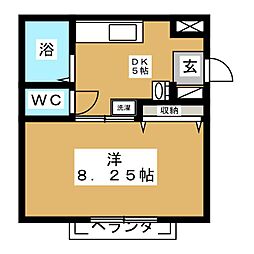 ダイヤモンドビル 1Kの間取図画像