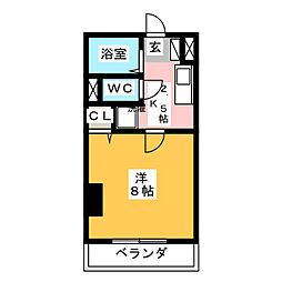 パークハイツ 1Kの間取図画像