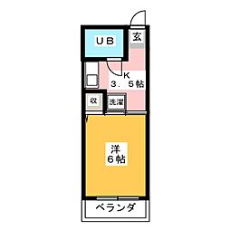 イーストマリン 1Kの間取図画像