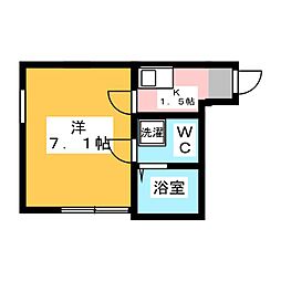 アコモ鶴見 1Kの間取図画像