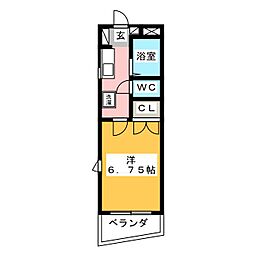 プラドハイツ 1Kの間取図画像