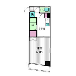 メイゾンチュトワイエ鶴見 1Kの間取図画像