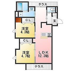 SHELL COAST 2LDKの間取図画像