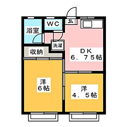 北鎌倉グリーンハイツ 2DKの間取図画像