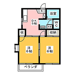 ドエル北鎌倉 2DKの間取図画像